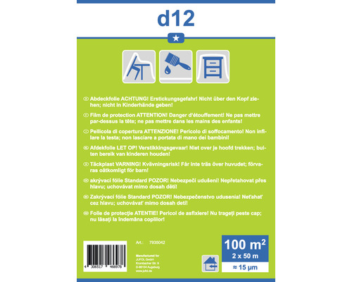 Afdekfolie met waarschuwingen voor verstikkingsgevaar