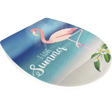Toiletdeksel met flamingo en opdruk I love Summer