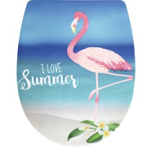 Toiletzitting met flamingo-motief en de tekst I Love Summer