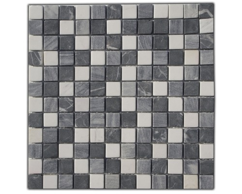 Mozaïektegel natuursteen grijs/wit 30x30 cm