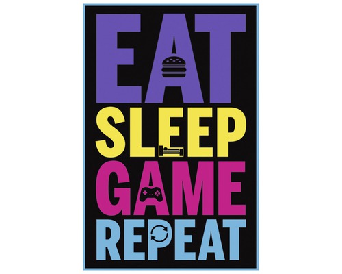 REINDERS Poster Eat Sleep Game Repeat 61x91,5 cm