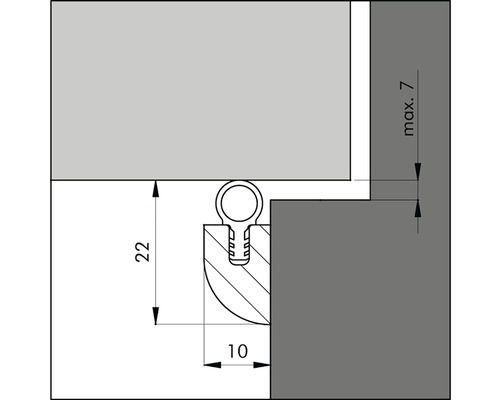 Technische tekening van een afdichting met afmetingen