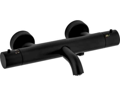 Zwarte thermostatische douchekraan voor wandmontage