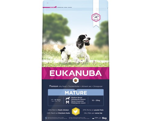 EUKANUBA Hondenvoer Dog Mature medium kip 3 kg Eukanuba droogvoer voor middelgrote, oudere honden met verse kip