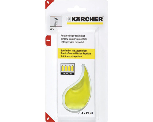 KÄRCHER Glasreiniger concentraat 4 x 20 ml Kärcher ruitenreiniger concentraat voor streeploze reiniging en waterafstotend effect