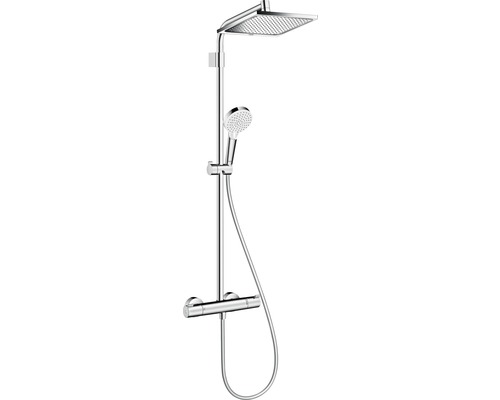 HANSGROHE Regendoucheset Crometta E 240 Varia 24 cm vierkant incl. thermostaatkraan 26785000 chroom/wit