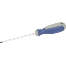 Platte schroevendraaier met blauw-grijze handgreep