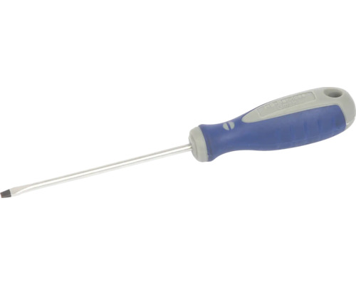 Platte schroevendraaier met blauw-grijze handgreep