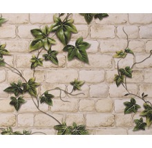 Behang met baksteenmotief en klimopdecoratie