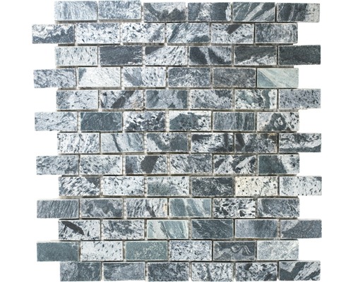 Mozaïektegel natuursteen XMI 117 zilver/zwart 30,5x32,5 cm