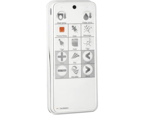 Afstandsbediening t.b.v. FORM&STYLE Panay wc-bril Afstandsbediening voor douchetoilet met verschillende functies zoals zittingtemperatuur, watertemperatuur, massage en oscillatie.