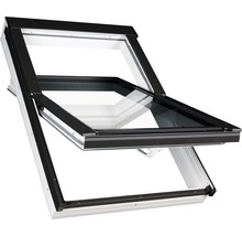 Geopend dakraam met zwart frame
