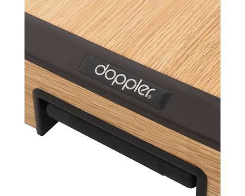 Doppler Logo op tuinmeubilair