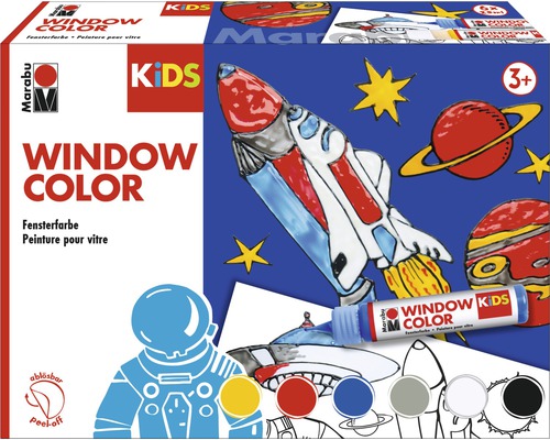 Marabu Window Color Set voor kinderen met ruimtemotieven