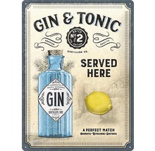 Metalen bord Gin and Tonic met fles en citroen