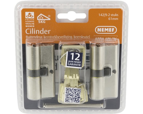 Nemef deurcilinder met twaalf jaar garantie in verpakking