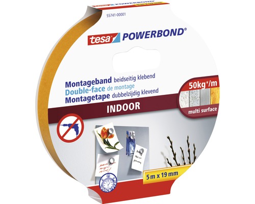 TESA Powerbond montagetape indoor dubbelzijdig klevend wit 5 m x 19 mm-0