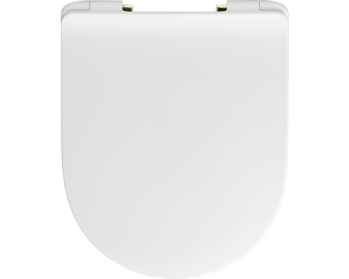 REIKA Toiletzitting Mito wit scharnier goud glans met quick-release en soft close Toiletdeksel van kunststof