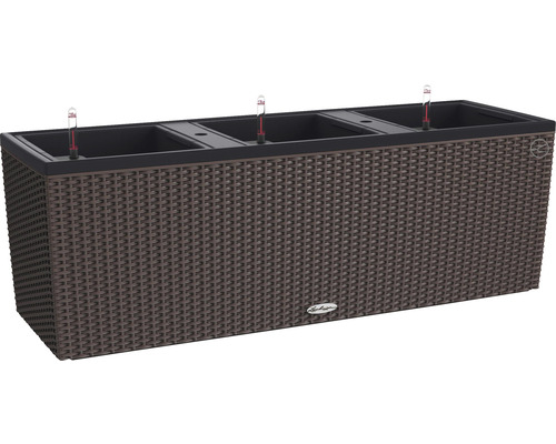 LECHUZA All-in-One Set Balkonbak Cottage Trio Kunststof bruin 129x42x44 cm Bruine plantenbak met bewateringssysteem