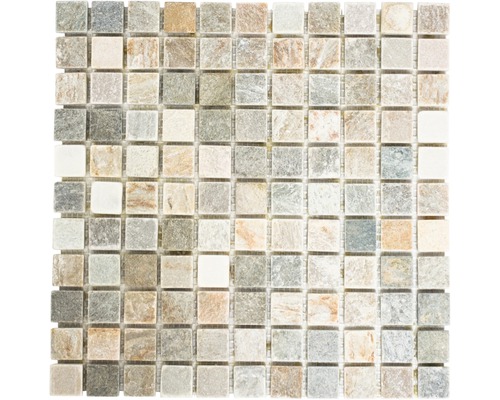 Mozaïektegel natuursteen XQM 10XS beige/grijs mix 30,5x32,5 cm