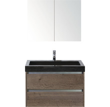 Wastafelcombinatie met wastafel, kraan en spiegelkast