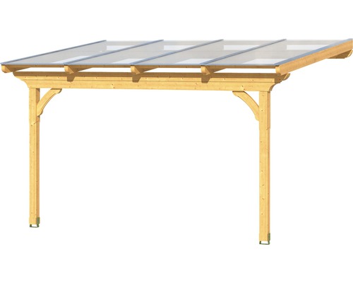 Houten carport met polycarbonaatplaten als dak