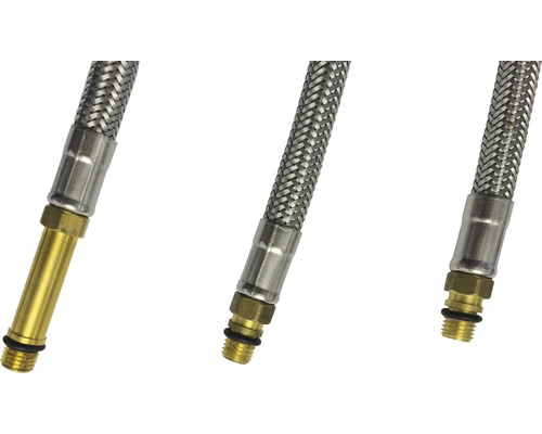 Drie metalen flexibele slangen