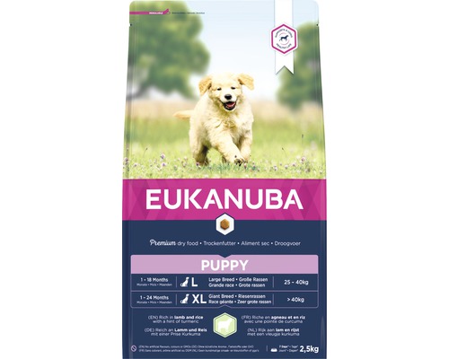 EUKANUBA Hondenvoer puppy & junior L lam & rijst 2,5 kg Eukanuba Puppy droogvoer voor grote rassen 2,5kg
