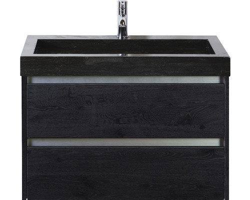 SANOX Badkamermeubelset Dante met LED lichtspiegel en zwarte wastafel 81 cm black oak SANOX Badkamermeubelset Dante met LED lichtspiegel en zwarte wastafel 81 cm black oak