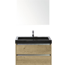 Wastafelcombinatie met spiegel, wastafel, kraan en onderkast