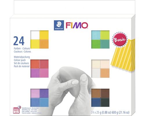 STAEDTLER Fimo soft modelleerklei 24x25 gram basis FIMO kleurenset met 24 kleuren en Staedtler logo