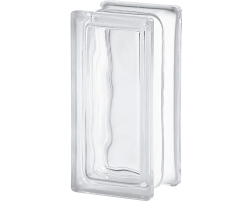 Glazen halfsteens bouwsteen Wolke wit 19 x 9 x 8 cm Helder glazen bouwsteen