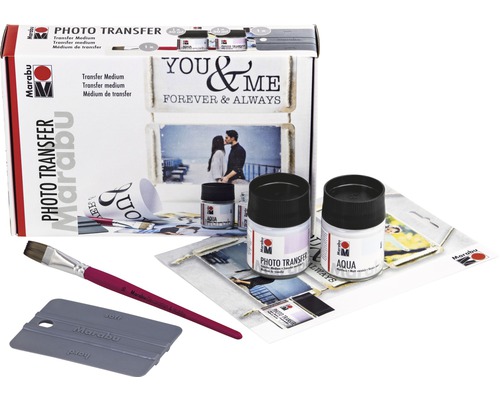 Marabu foto transfer set met transfermedium, penseel en rakel