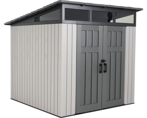 Tuinhuis met dubbele deur en bovenlichten