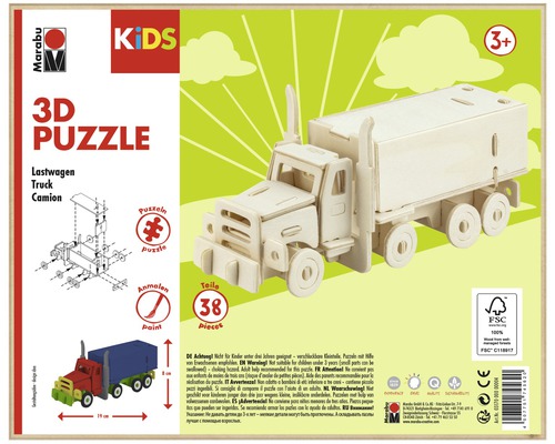 Marabu Kids 3D-puzzel vrachtwagen van hout met 38 delen