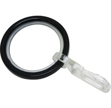 GARDINIA Chicago ringen met haken zwart ø 20 mm 10 stuks