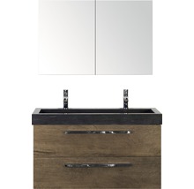 Wastafelcombinatie met spiegelkast en twee lades
