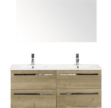 Dubbele wastafel met spiegel voor de badkamer