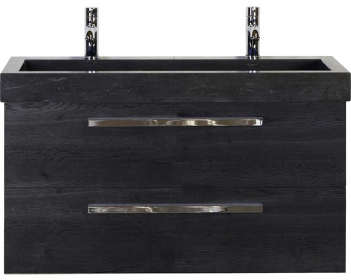 SANOX Badkamermeubelset Seville met wastafel 101 cm black oak