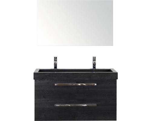 SANOX Badkamermeubelset met spiegel Seville 101x170x45,5 cm zwart eiken