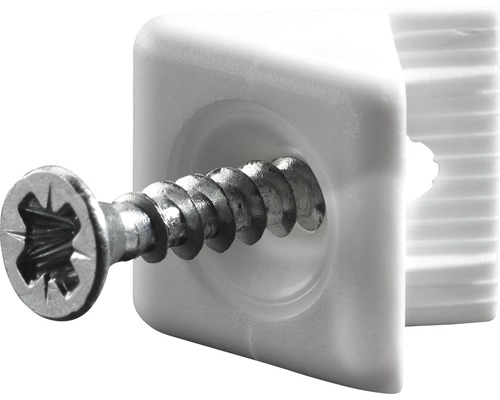 HETTICH Stabilisator t.b.v. achterwand 15x10,7 mm wit, 50 stuks Bevestigingsclip met schroef