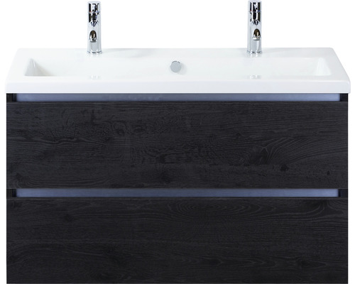 Badkamermeubel Vogue 100 cm 2 kraangaten black oak