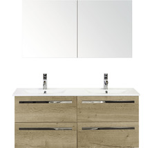 Dubbele wastafel met onderkast en spiegelkast voor de badkamer