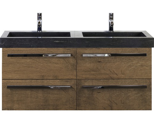 Wastafelmeubel met twee wastafels en vier laden