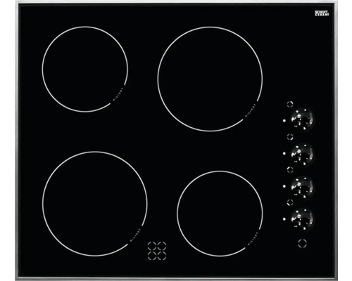 Keramische kookplaat met vier kookzones en bedieningsknoppen