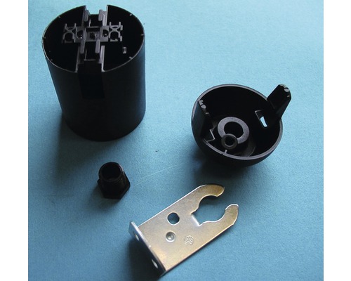 Losse onderdelen voor een rolgordijn, bestaande uit kunststof en metalen componenten