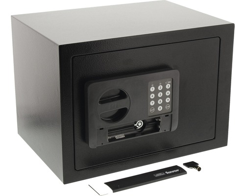 Zwarte meubelkluis met cijferslot en sleutel