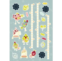 Muurstickers met vogelmotieven en groeimeter