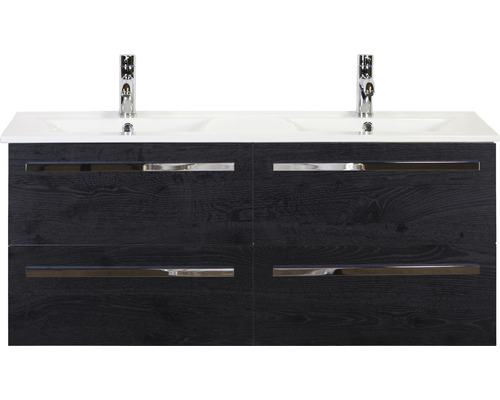 Badkamermeubel Seville 120 cm keramische wastafel black oak