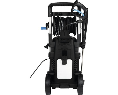 Hogedrukreiniger met slanghaspel en wielen